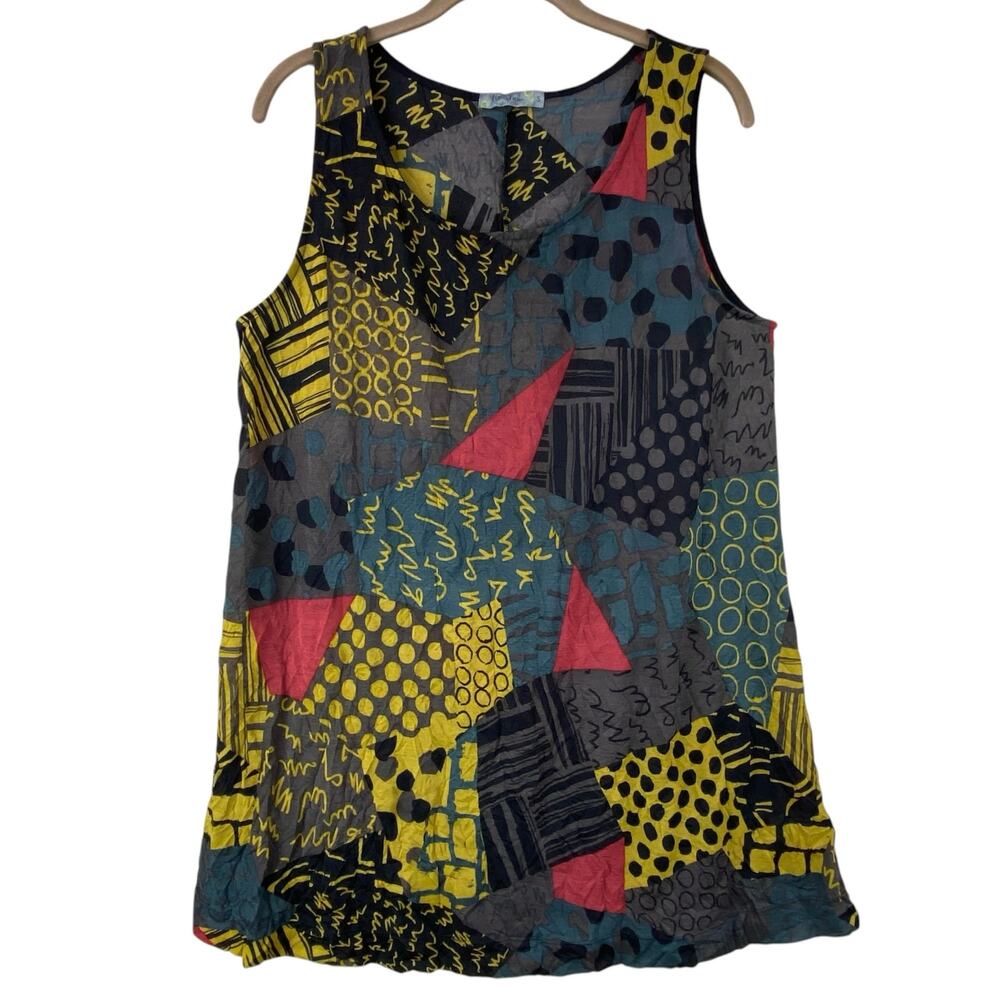 Chalet et Ceci Crinkle Tunic Dress Size S Art To Wear Lightweight Layering